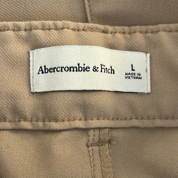 Abercrombie & Fitch Tan Pleated Wide Leg with Pockets Dress Pants Size Large - Picture 8 of 9